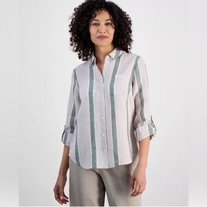 Charter Club
Petite 100% Linen Striped Shirt